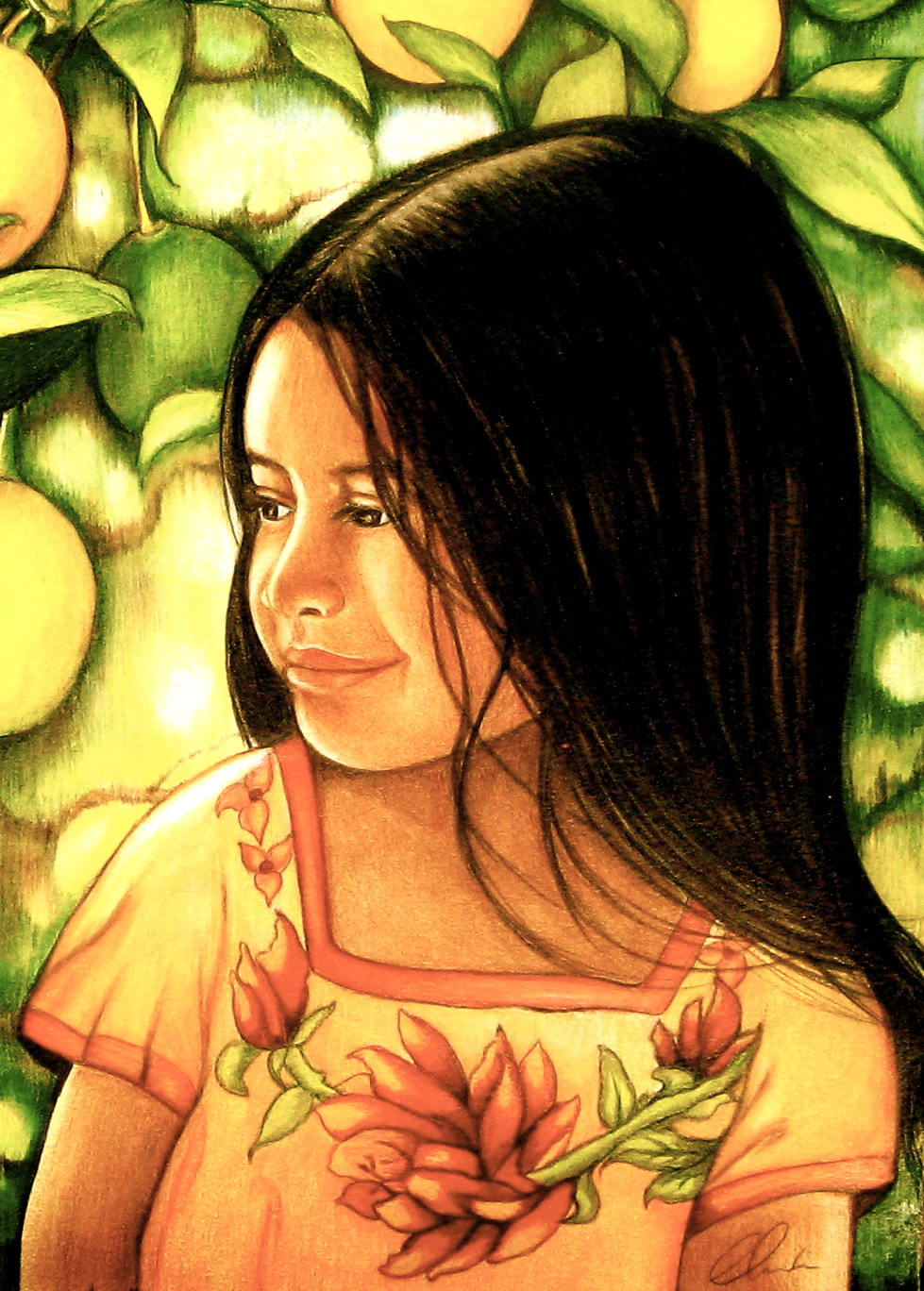 art print ,sophia in the lemon field