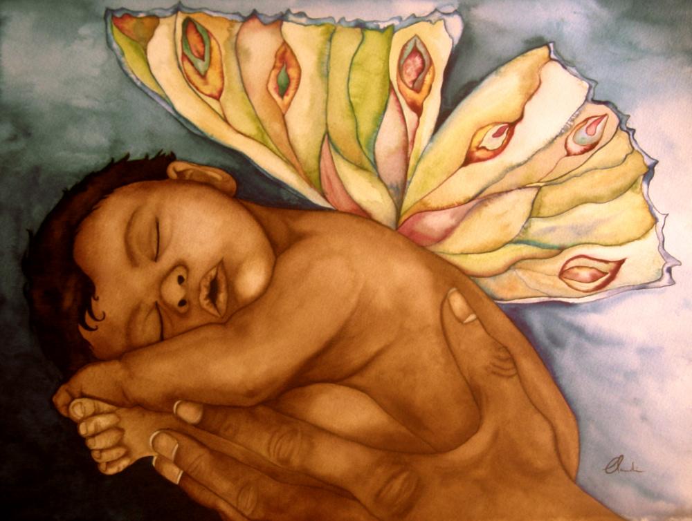 sleeping baby art print 