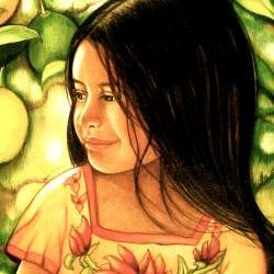 art print ,sophia in the lemon field